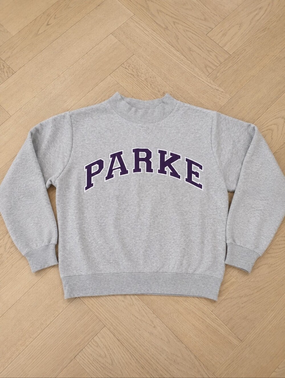 Parke Grey+ Amethyst Purple Letters Fleece Varsity Mockneck LXL- Nwt - Picture 5 of 6